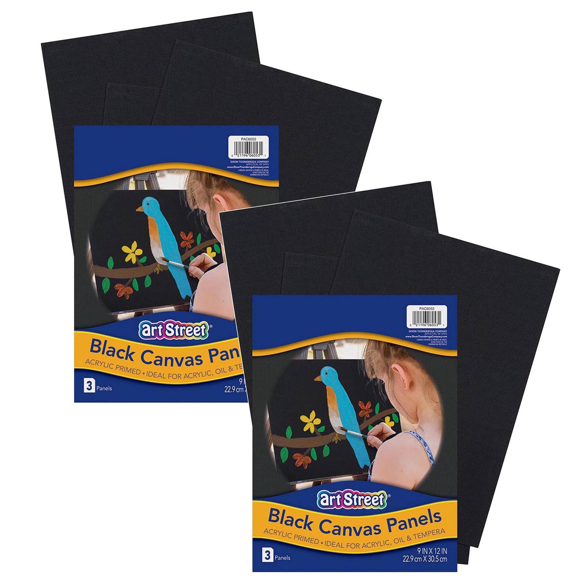 Art Street Prang 2 Pack 9" x 12" Black Canvas Panels